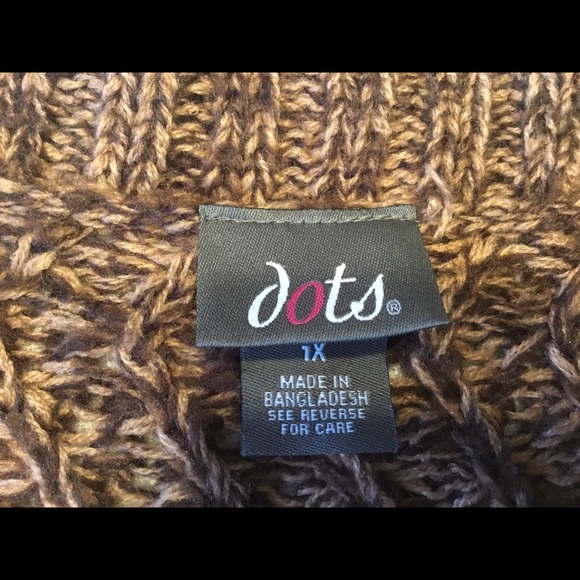 DOTS Loose-Weave Brown w/White Cropped Sweater 1X - Picture 6 of 7
